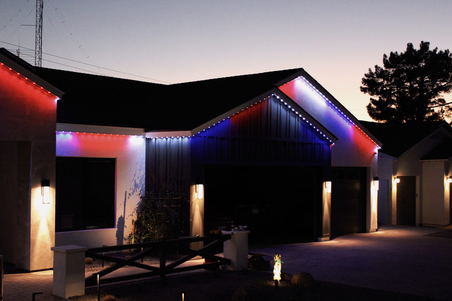 Red, white and blue permanent lighting Southwest Florida